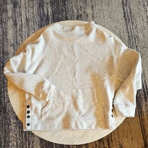Madewell Cream Speckled Button-Side Crewneck Sweatshirt